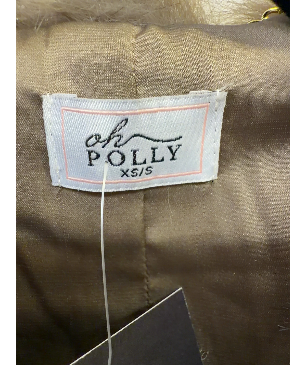 OH POLLY Brown Vintera Cropped Faux-Fur Jacket in Chocolate Brown, size UK XS/S — detail