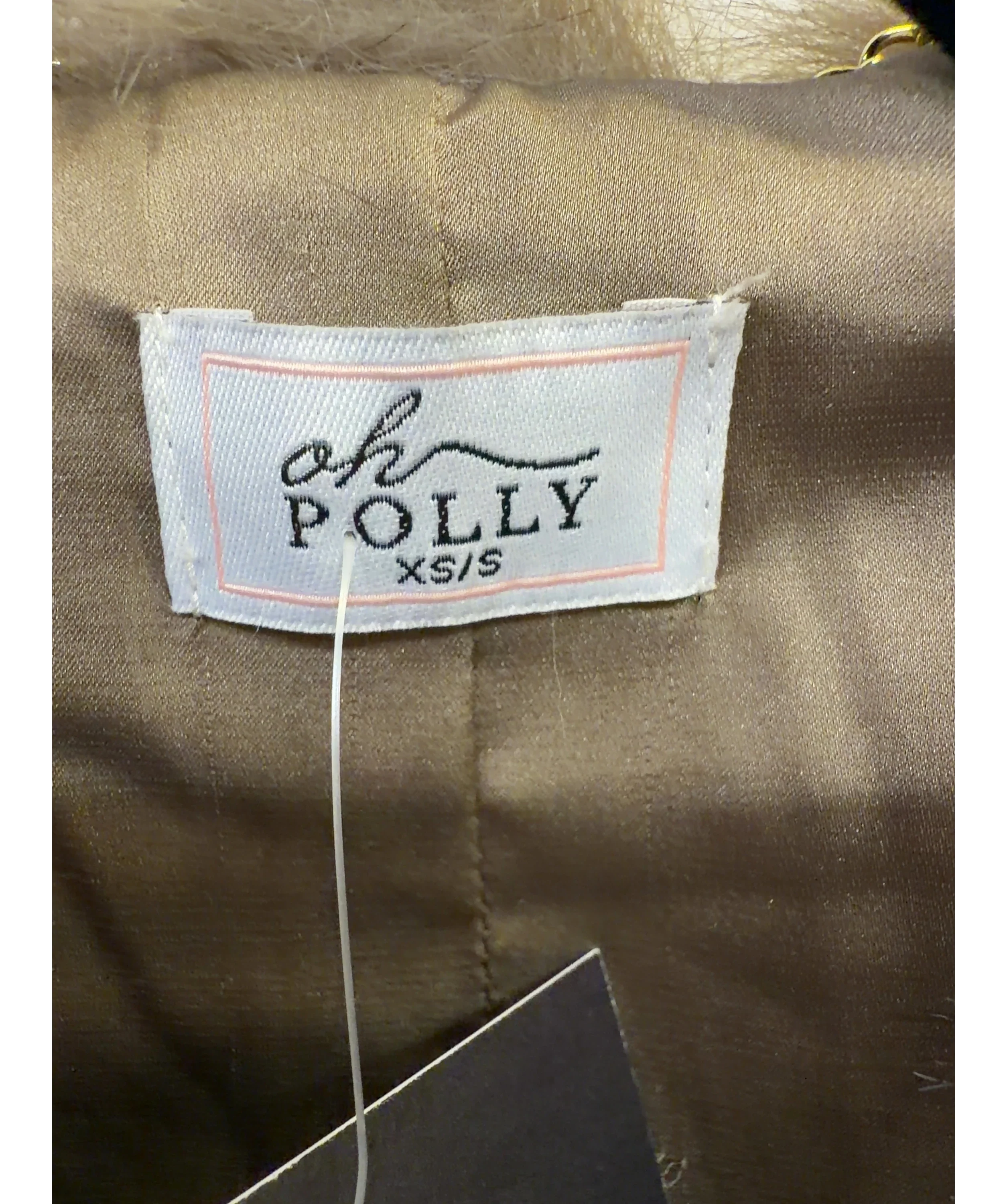 OH POLLY Brown Vintera Cropped Faux-Fur Jacket in Chocolate Brown, size UK XS/S — detail