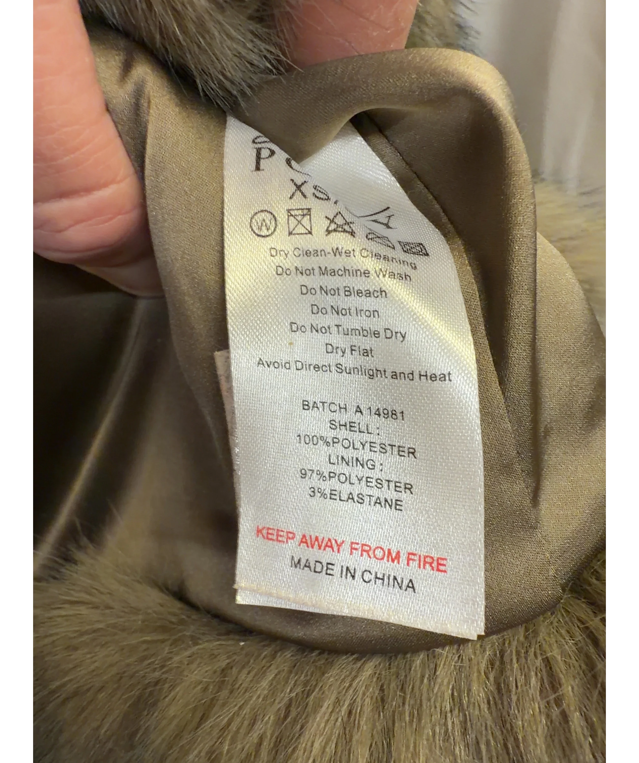 OH POLLY Brown Vintera Cropped Faux-Fur Jacket in Chocolate Brown, size UK XS/S — label