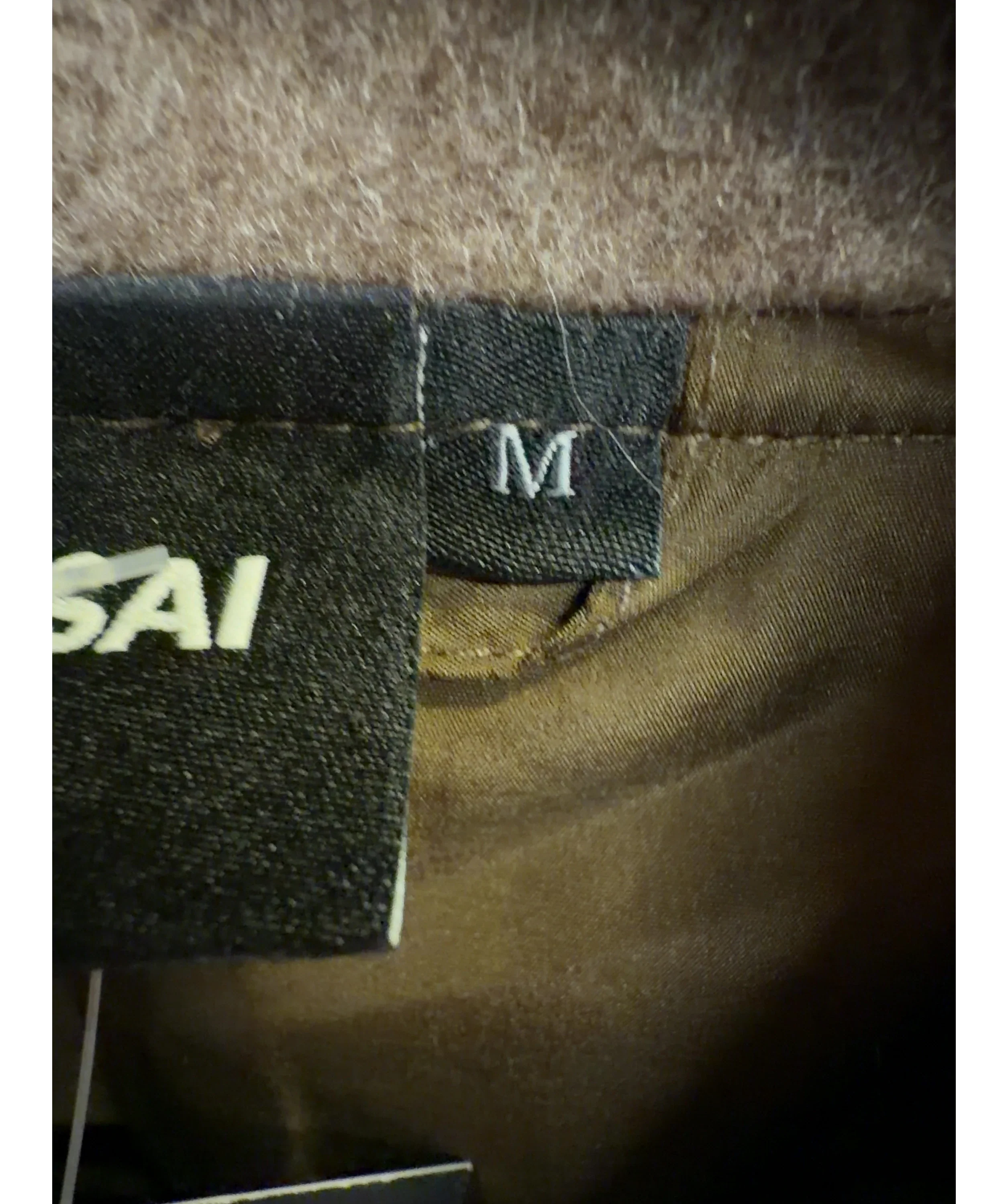 SHOSAI Brown Brown Wool Blend Stitch Detail Bomber Jacket, size UK M — care label