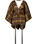 Next Brown Check Wrap Front Cape Poncho, size UK M/L — front