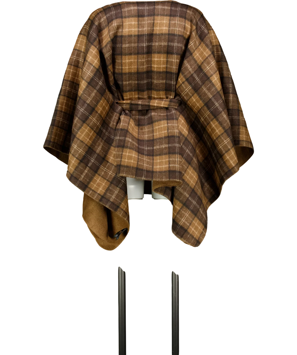 Next Brown Check Wrap Front Cape Poncho, size UK M/L — back