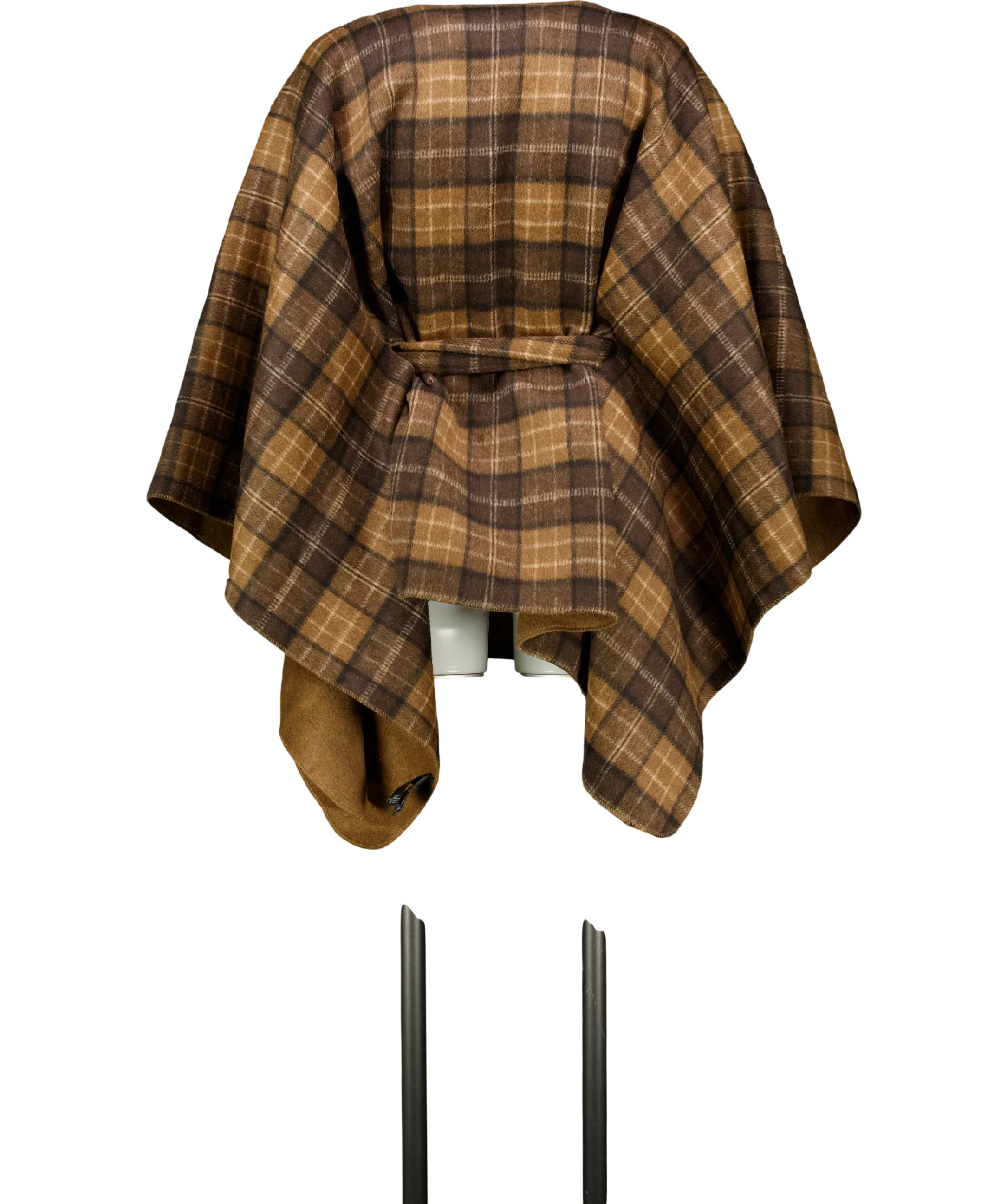 Next Brown Check Wrap Front Cape Poncho, size UK M/L — back