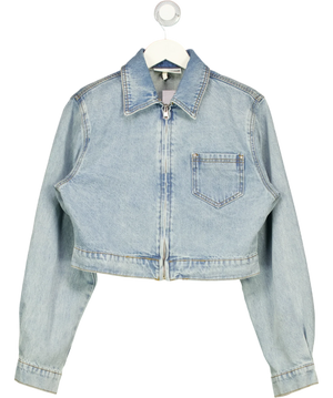 The Couture Club Light Blue Cropped Zip Up Denim Jacket UK 8