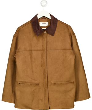 4th & Reckless Shae Brown Faux Suede Contrast Collar Barn Jacket UK 10