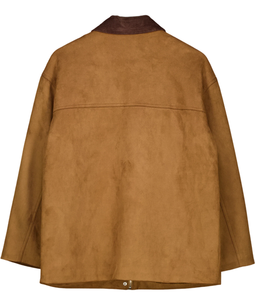 4th & Reckless Brown Shae Brown Faux Suede Contrast Collar Barn Jacket, size UK 10 — back