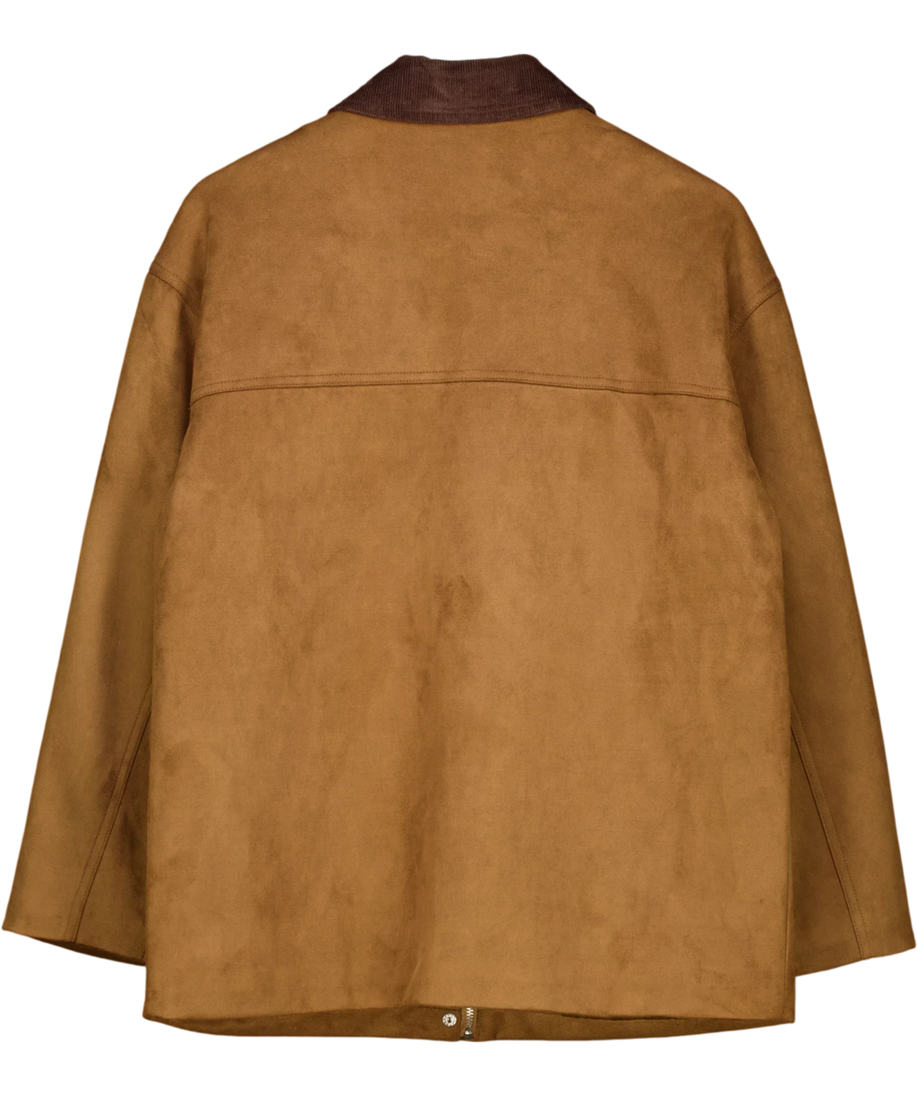 4th & Reckless Brown Shae Brown Faux Suede Contrast Collar Barn Jacket, size UK 10 — back