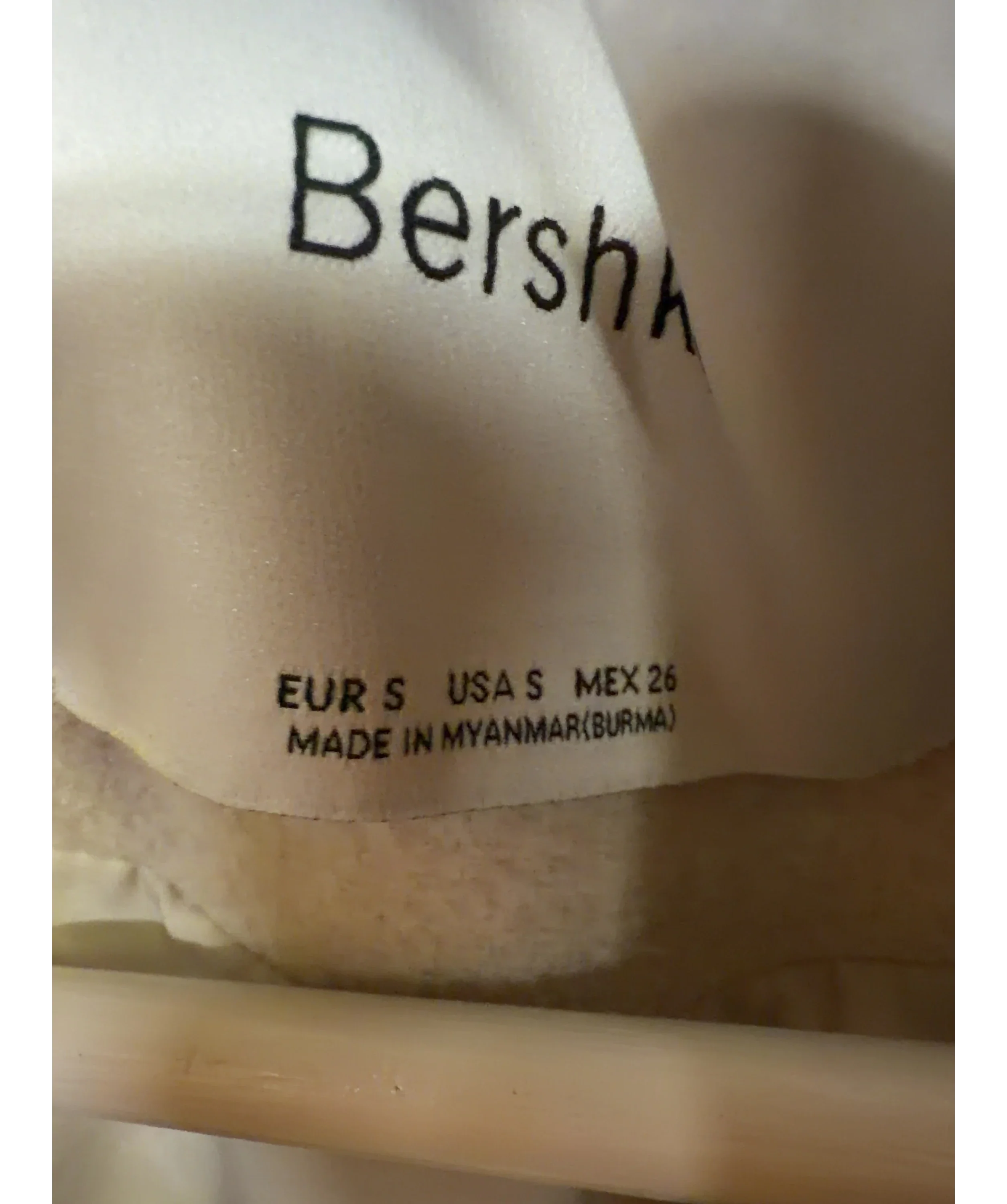 Bershka Cream Cream Wool Blend Double Breasted Trench Coat, size UK S — care label
