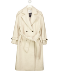 Bershka Cream Cream Wool Blend Double Breasted Trench Coat, size UK S — front