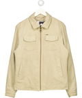 Guess Beige Beige Faux Suede Zip Up Harrington Jacket, size UK M — front