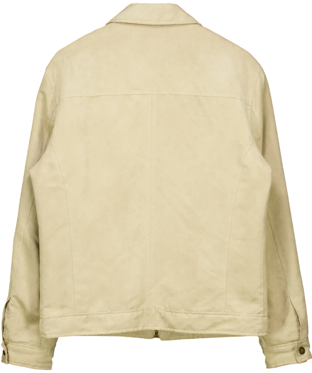 Guess Beige Beige Faux Suede Zip Up Harrington Jacket, size UK M — back