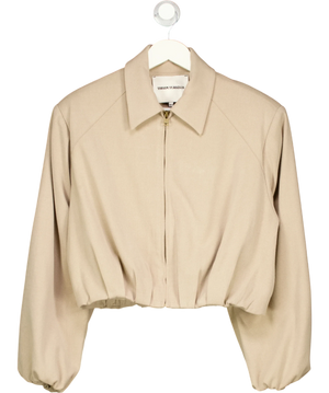 The Couture Club Cropped Zip-up Bomber Jacket Beige UK 8