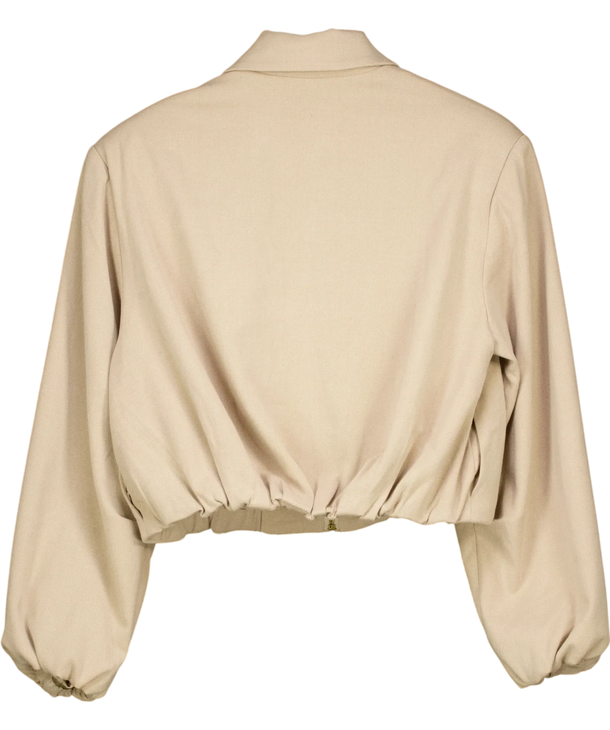 The Couture Club Beige Cropped Zip-Up Bomber Jacket Beige, size UK 8 — back