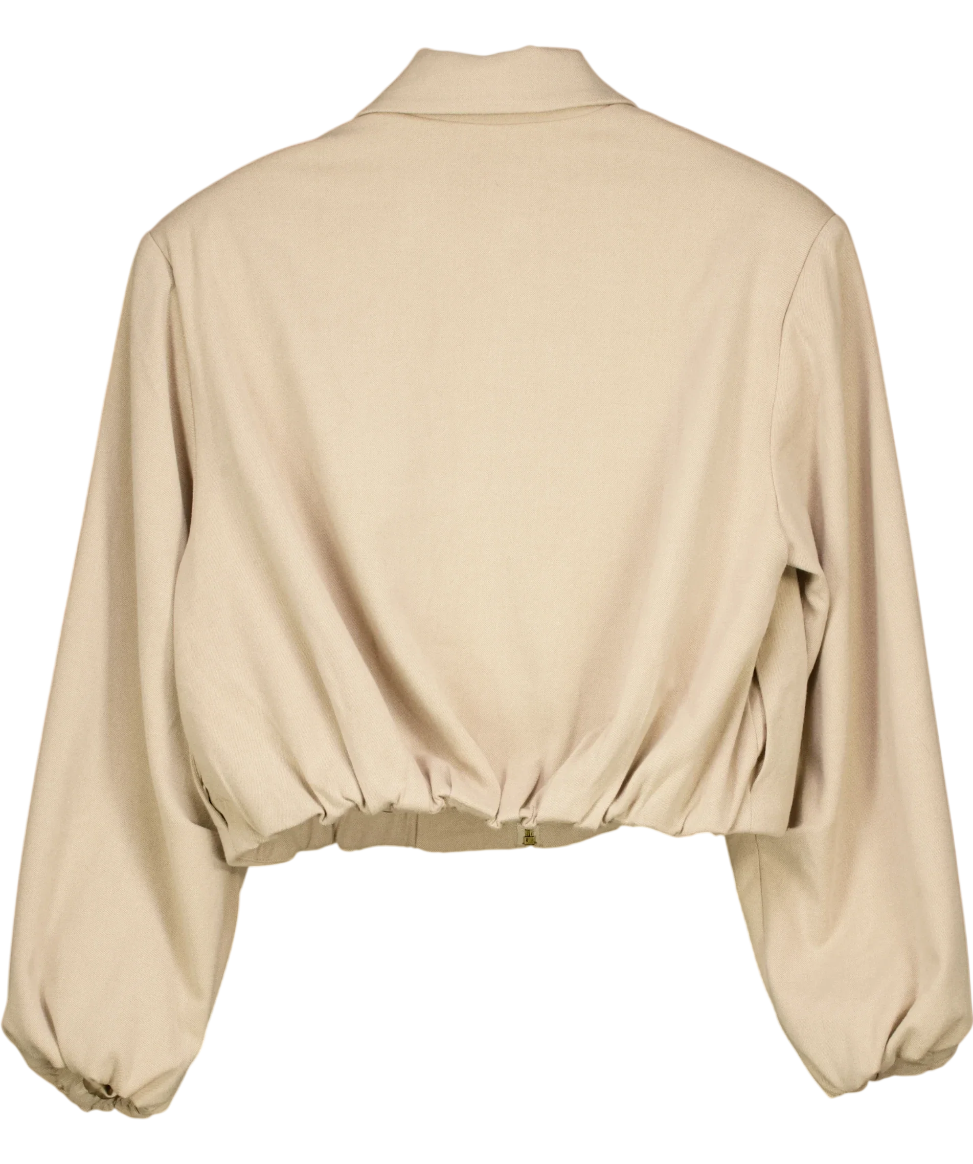 The Couture Club Beige Cropped Zip-Up Bomber Jacket Beige, size UK 8 — back