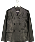 River Island Black Studios Somewhere To Go Faux Leather Blazer Black, size UK 6 — front