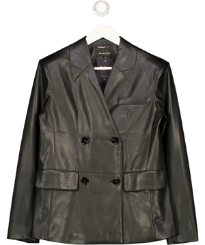 River Island Studios Somewhere To Go Faux Leather Blazer Black UK 6