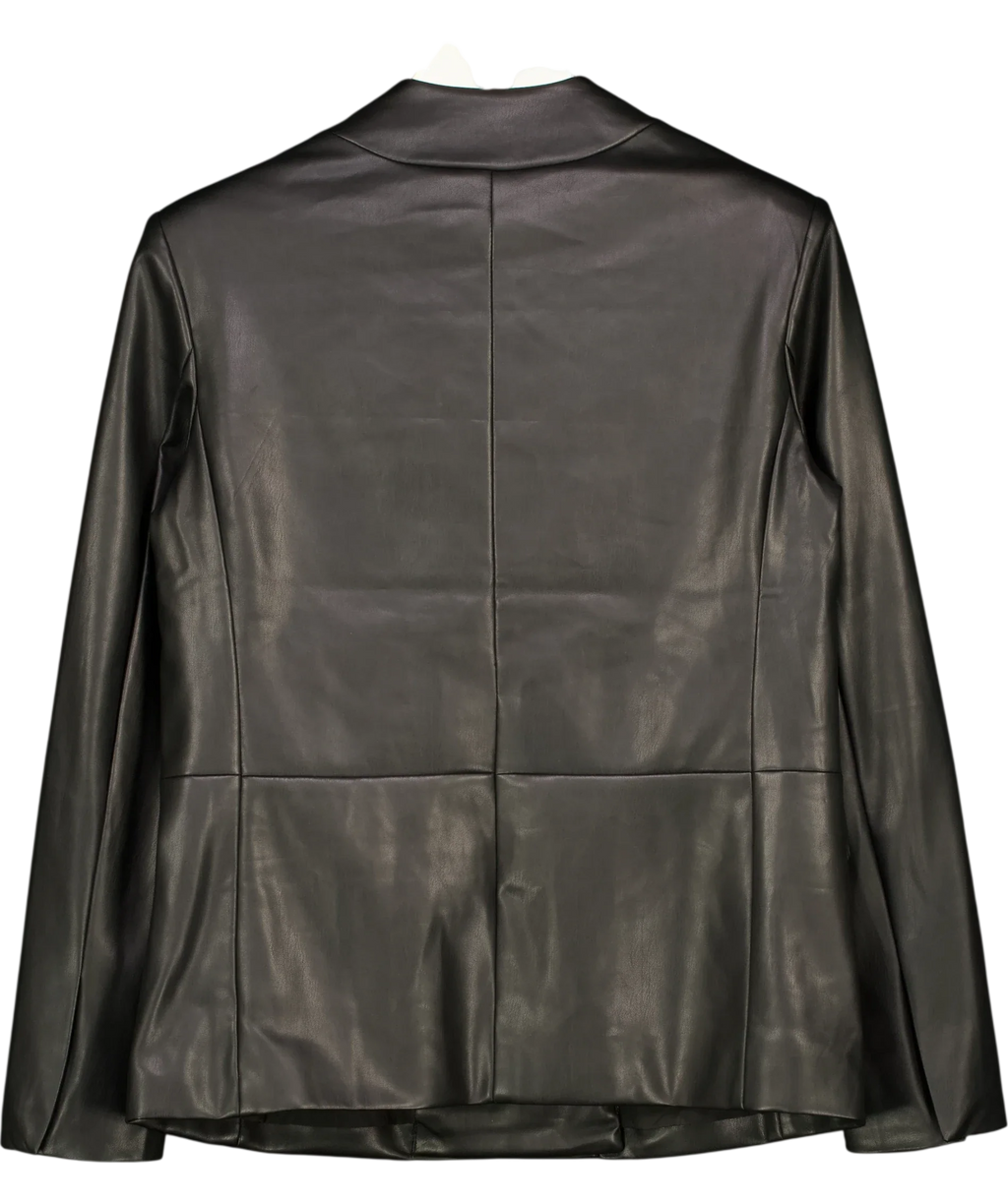 River Island Black Studios Somewhere To Go Faux Leather Blazer Black, size UK 6 — back