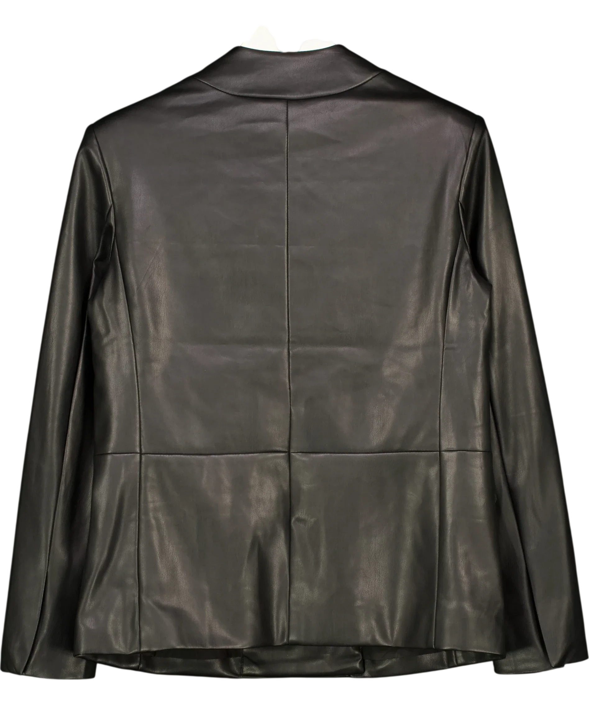 River Island Black Studios Somewhere To Go Faux Leather Blazer Black, size UK 6 — back