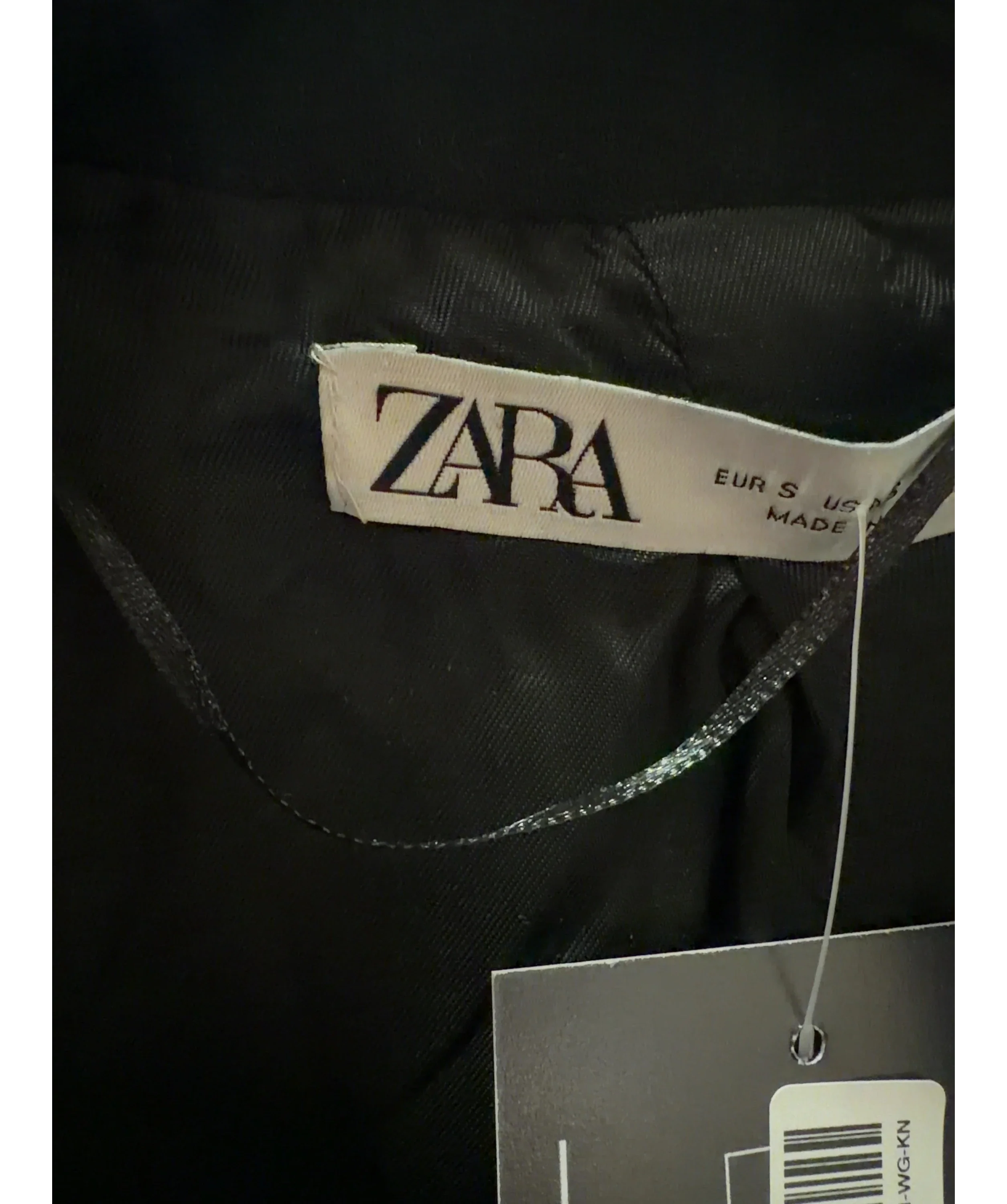 ZARA Black Tie-Front Cropped Blazer Black, size UK S — detail