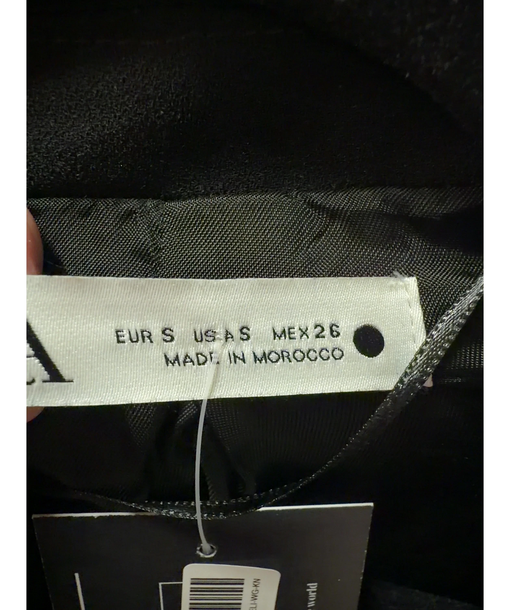 ZARA Black Tie-Front Cropped Blazer Black, size UK S — care label