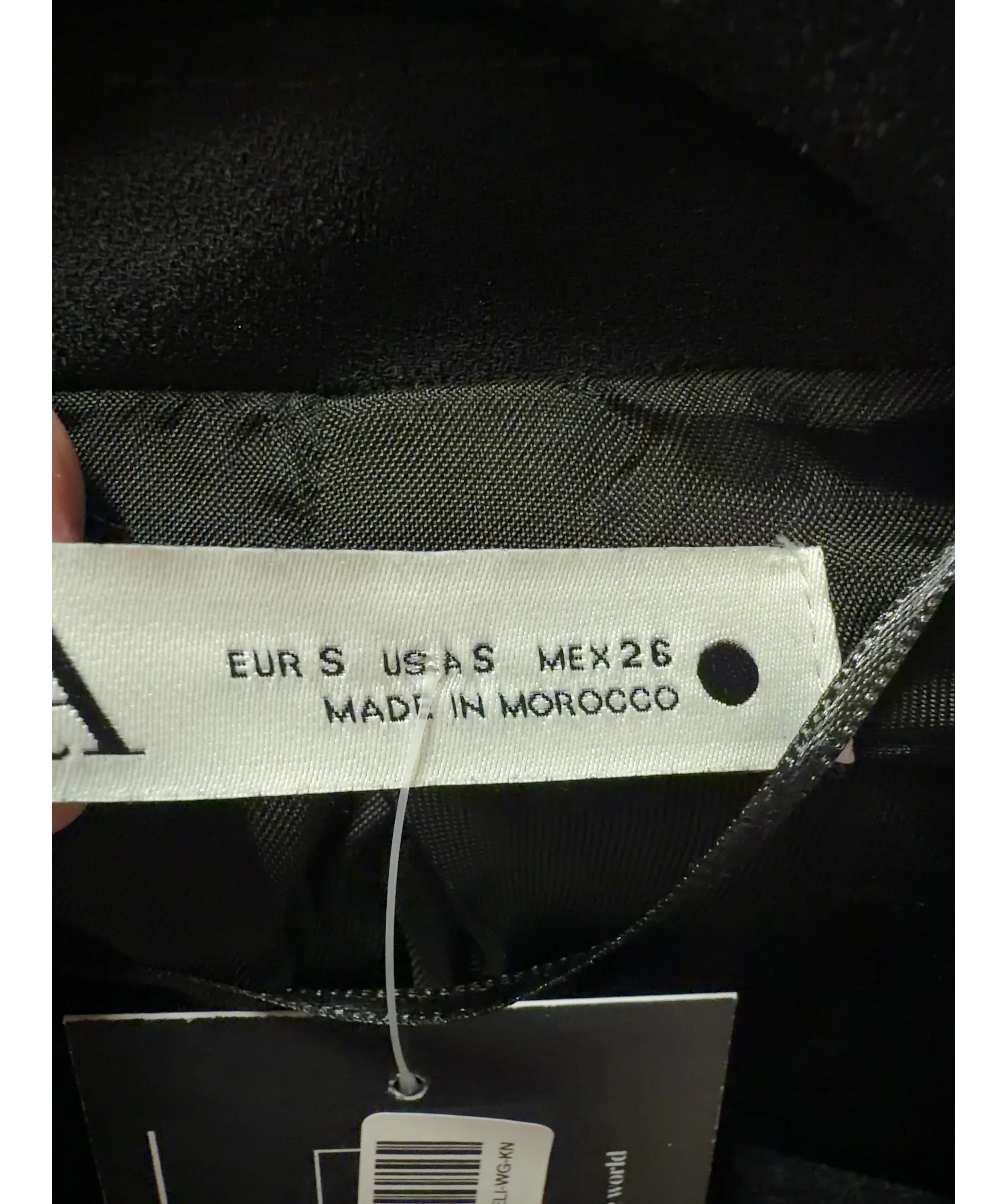 ZARA Black Tie-Front Cropped Blazer Black, size UK S — care label