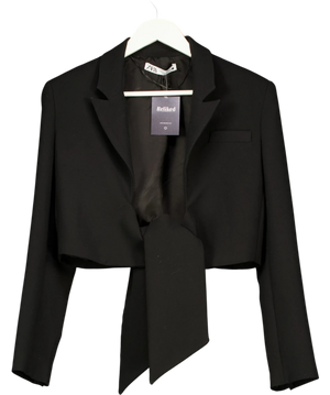 ZARA Tie-front Cropped Blazer Black UK S