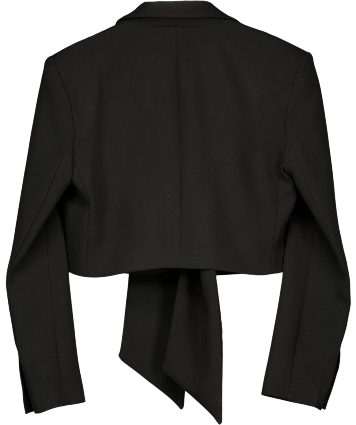 ZARA Black Tie-Front Cropped Blazer Black, size UK S — back