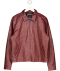 cotton on Red Faux Leather Harrington Jacket Burgundy, size UK S — front