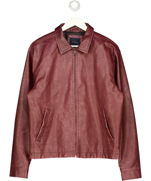cotton on Red Faux Leather Harrington Jacket Burgundy UK S
