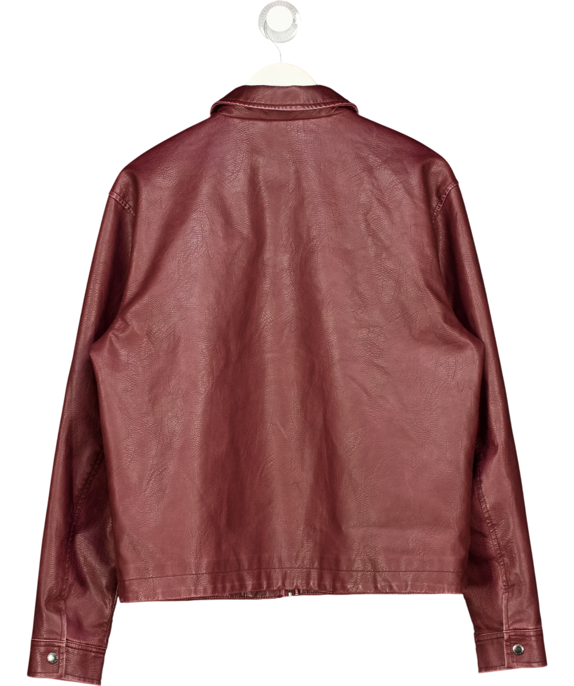 cotton on Red Faux Leather Harrington Jacket Burgundy, size UK S — back