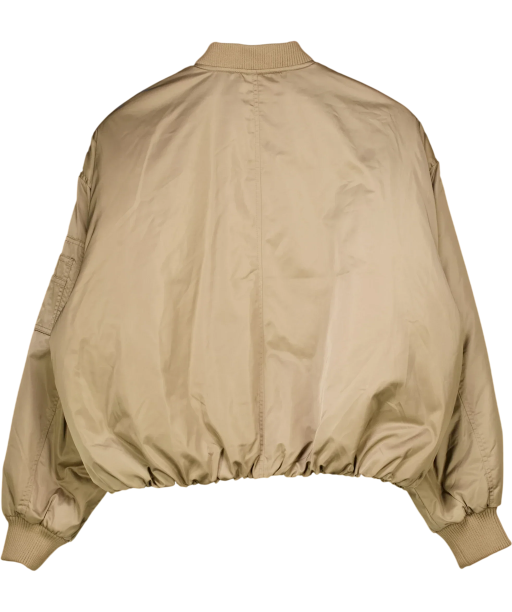 River Island Beige Studios Somewhere To Go Oversized Bomber Jacket Beige, size UK S — back