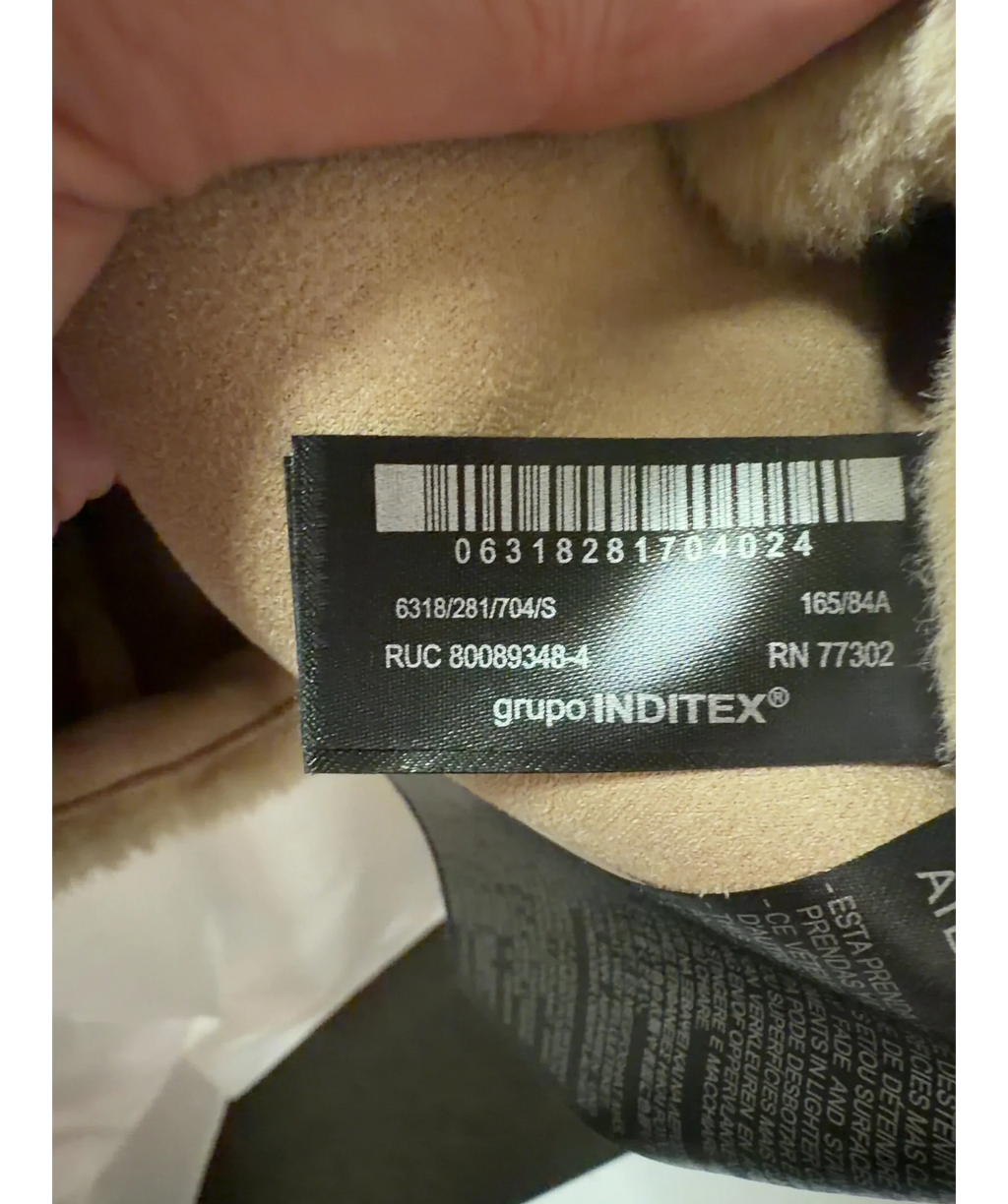 ZARA Faux Fur Hooded Toggle Gilet Taupe  Beige UK S — Materials