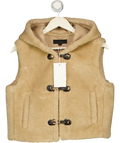 ZARA Beige Faux Fur Hooded Toggle Gilet Taupe  beige, size UK S — front