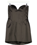 ZARA Black Voluminous Satin Bandeau Dress, size UK XS — front