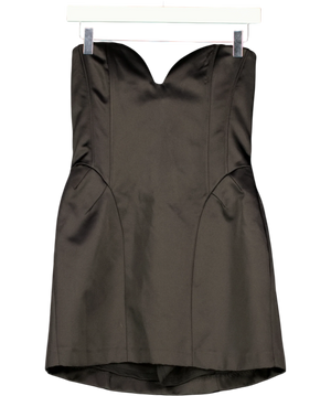 Zara Voluminous Satin Bandeau Dress Black UK XS