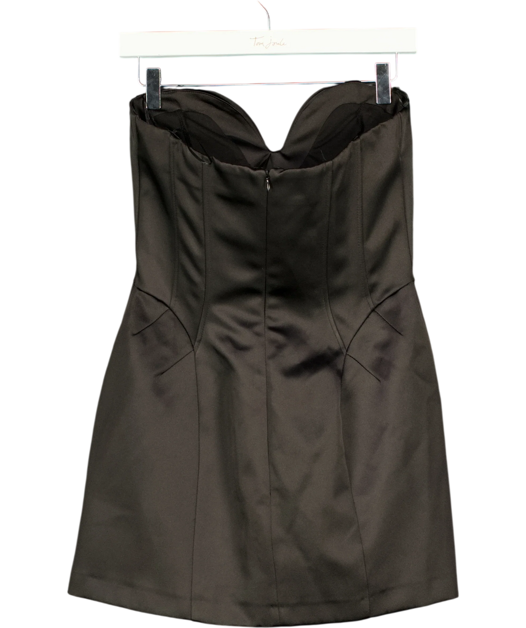 ZARA Black Voluminous Satin Bandeau Dress, size UK XS — back