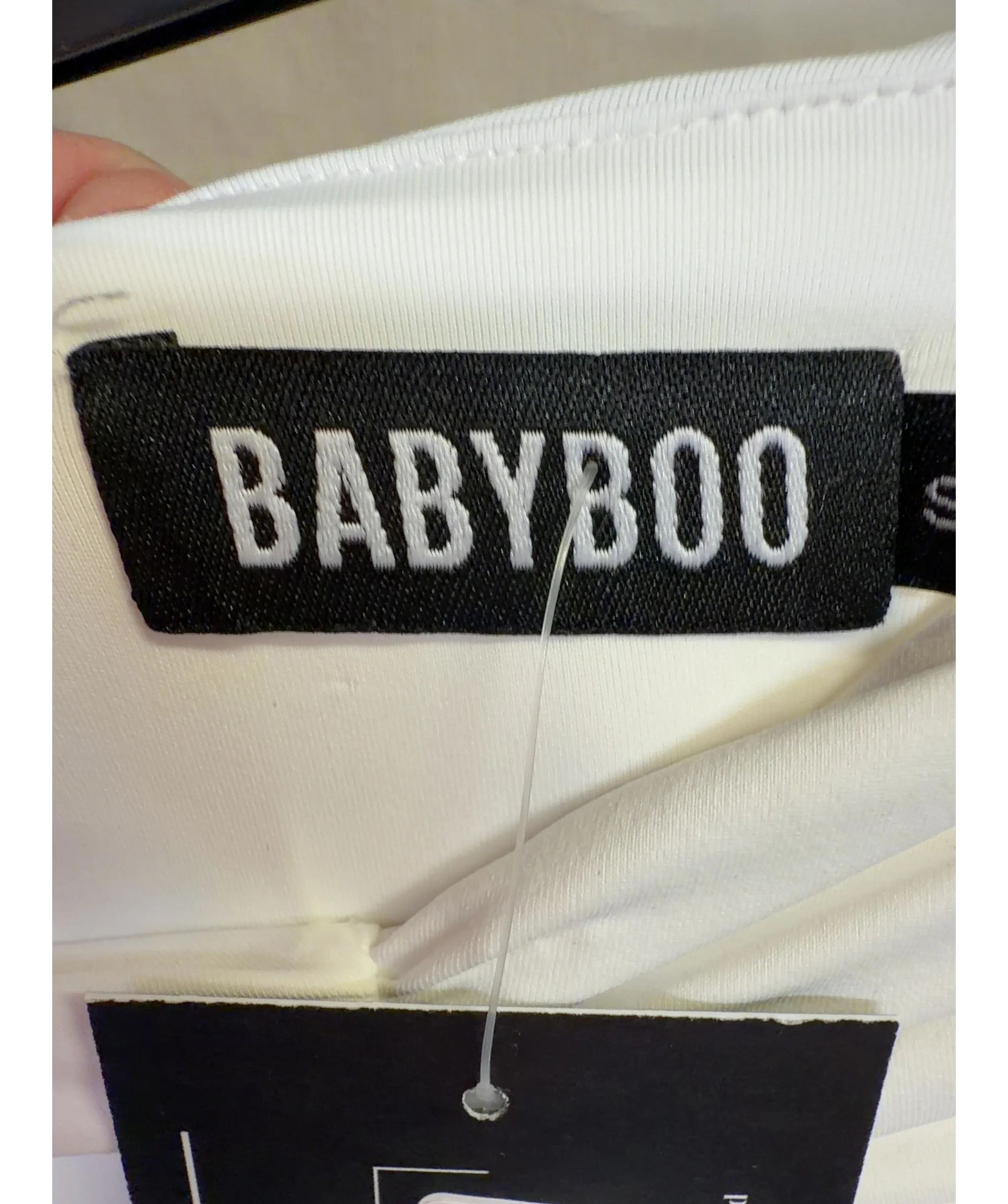 Babyboo White Ruched Asymmetric Hem Maxi Skirt White, size UK S — detail
