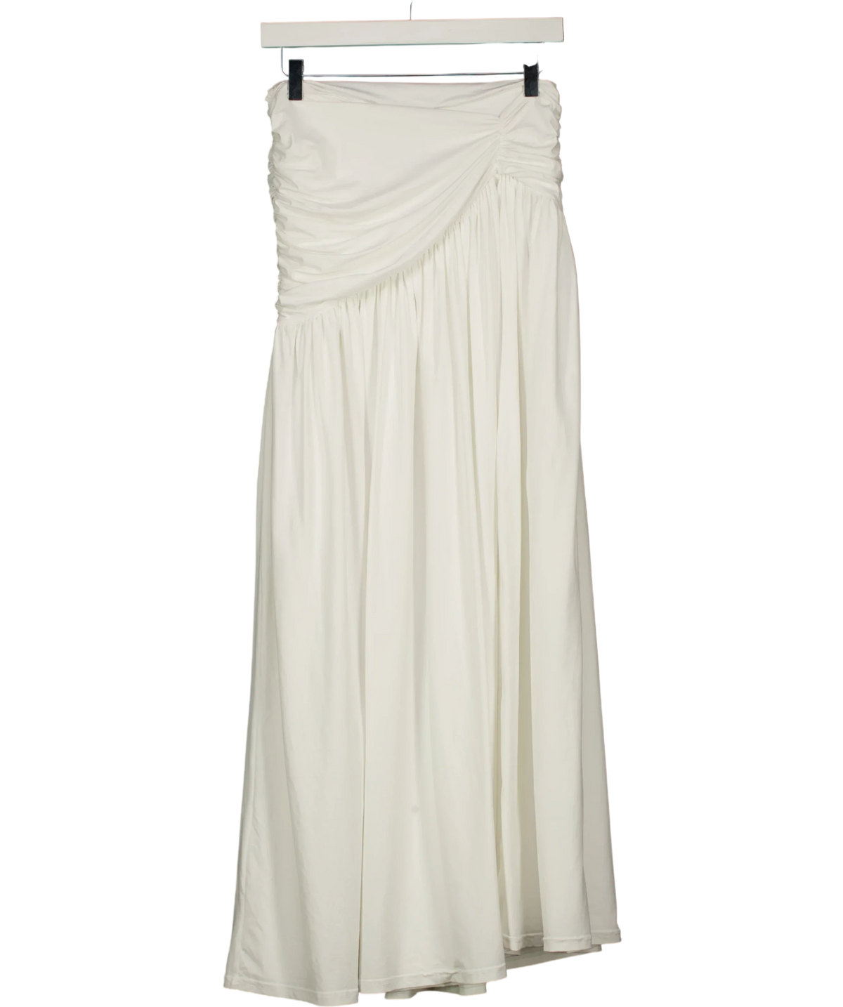 Babyboo White Ruched Asymmetric Hem Maxi Skirt White, size UK S — front