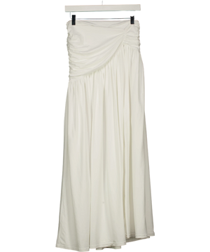 Babyboo Ruched Asymmetric Hem Maxi Skirt White UK S