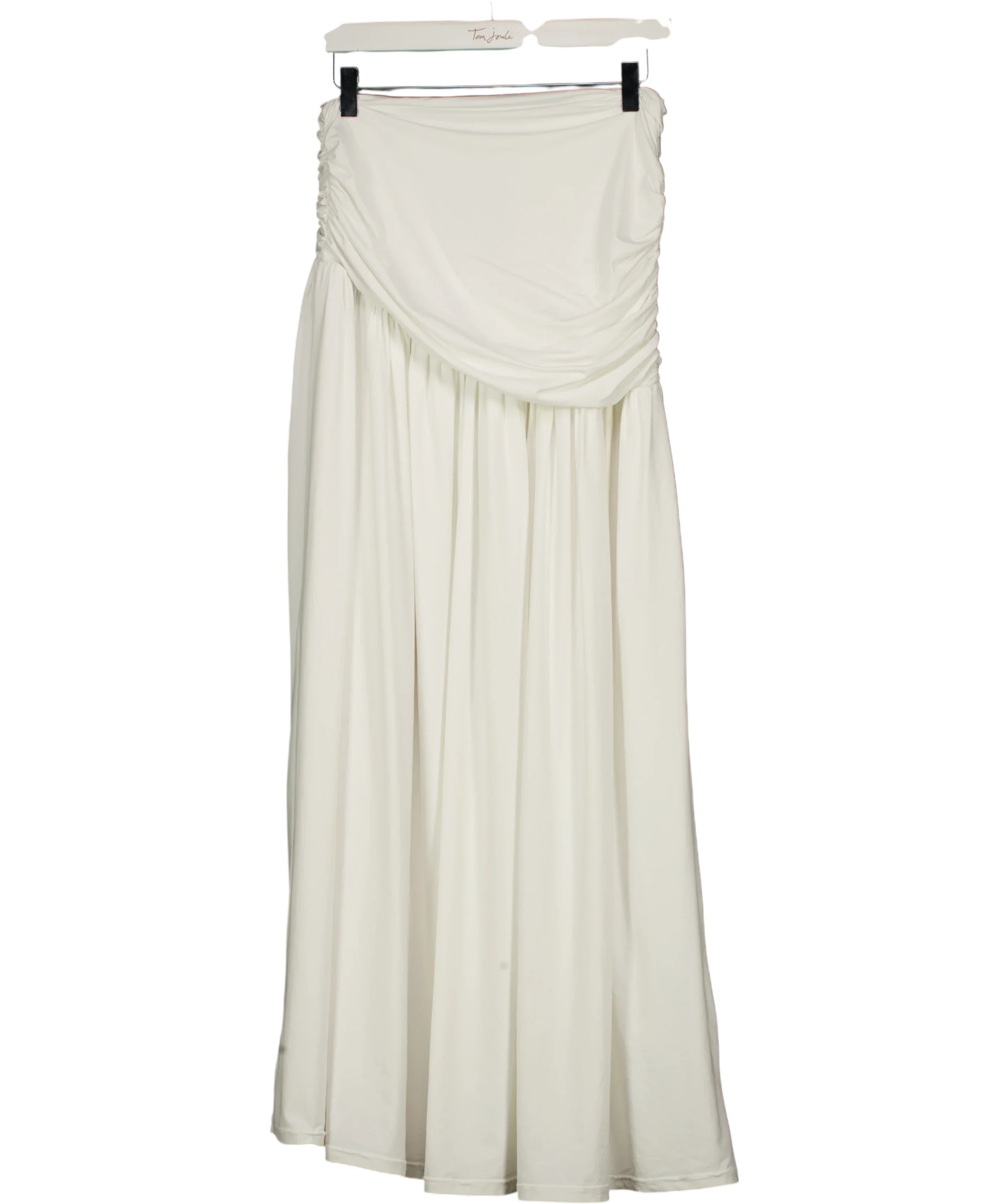 Babyboo White Ruched Asymmetric Hem Maxi Skirt White, size UK S — back