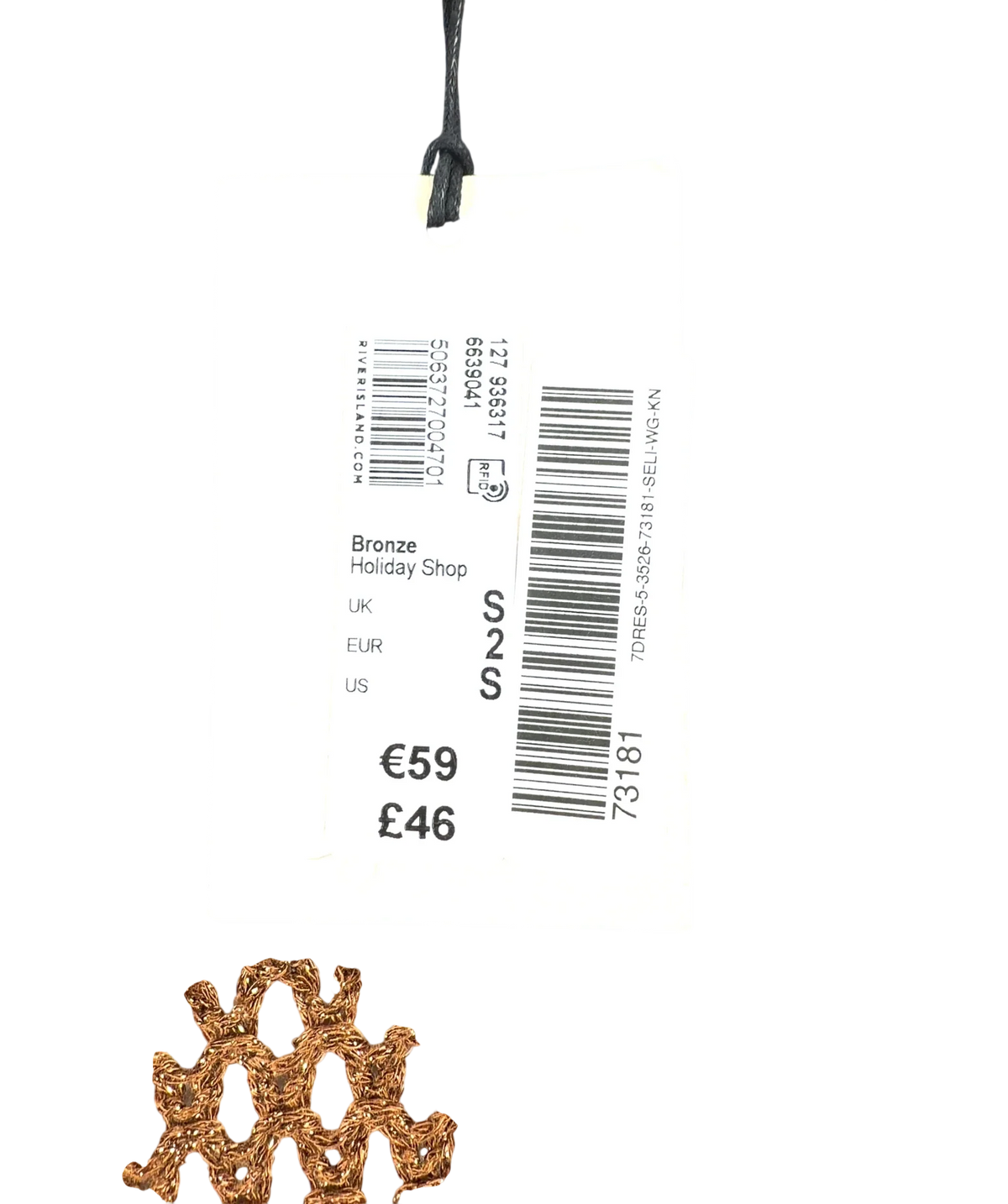 River Island Brown Metallic Knit Mini Beach Dress UK S — Extra shot