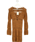 River Island Brown Brown Metallic Knit Mini Beach Dress, size UK S — front