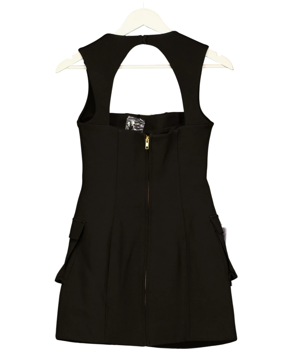 Club L Black Mollie Black Square-Neck Tailored Micro Mini Dress, size UK 6 — back
