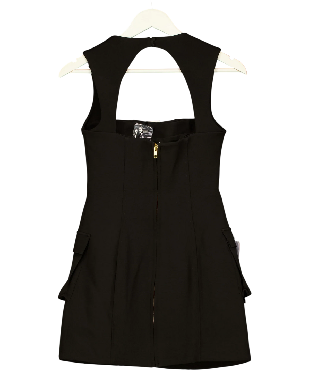 Club L Black Mollie Black Square-Neck Tailored Micro Mini Dress, size UK 6 — back