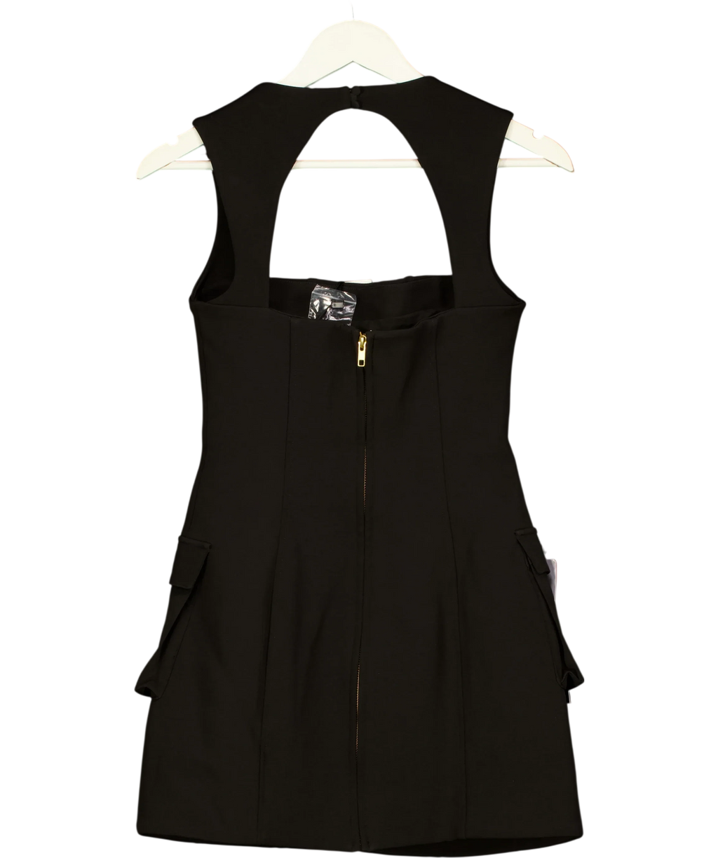 Club L Black Mollie Black Square-Neck Tailored Micro Mini Dress, size UK 6 — back