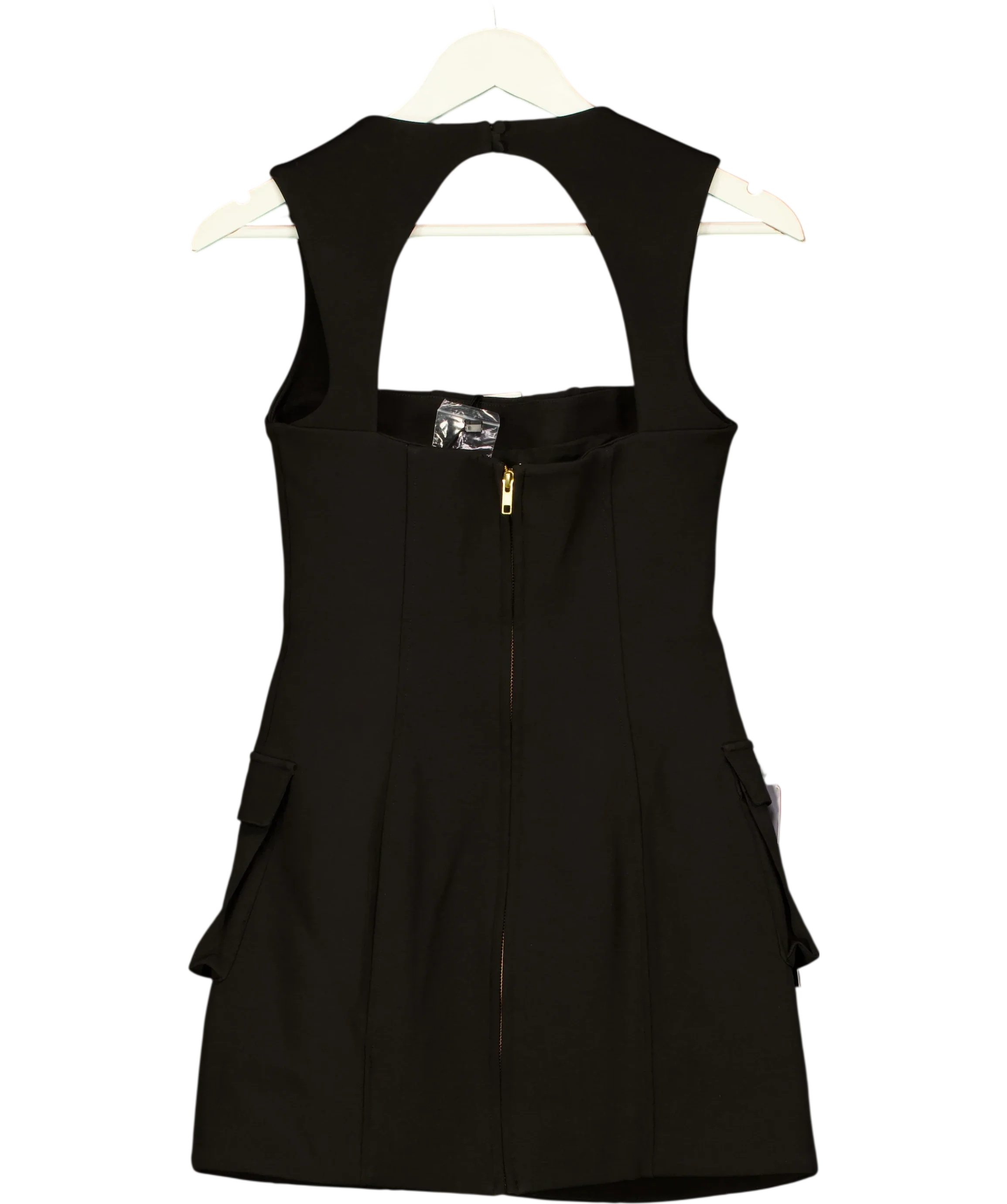 Club L Black Mollie Black Square-Neck Tailored Micro Mini Dress, size UK 6 — back