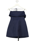 Club L navy Ember Navy Pinstripe Square-Neck Mini Dress, size UK 6 — front
