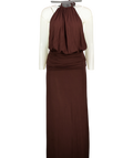 WHITE FOX Brown She's Got That Look Halter Neck Maxi Dress, size UK XS — front