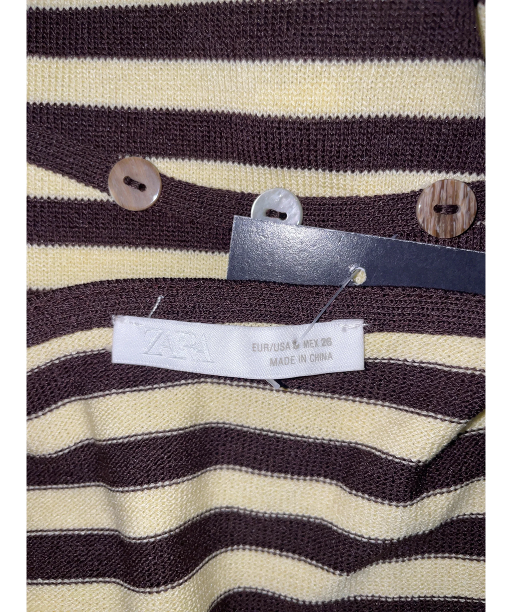 ZARA brown Striped Halterneck Dress with Belt, size UK S — detail