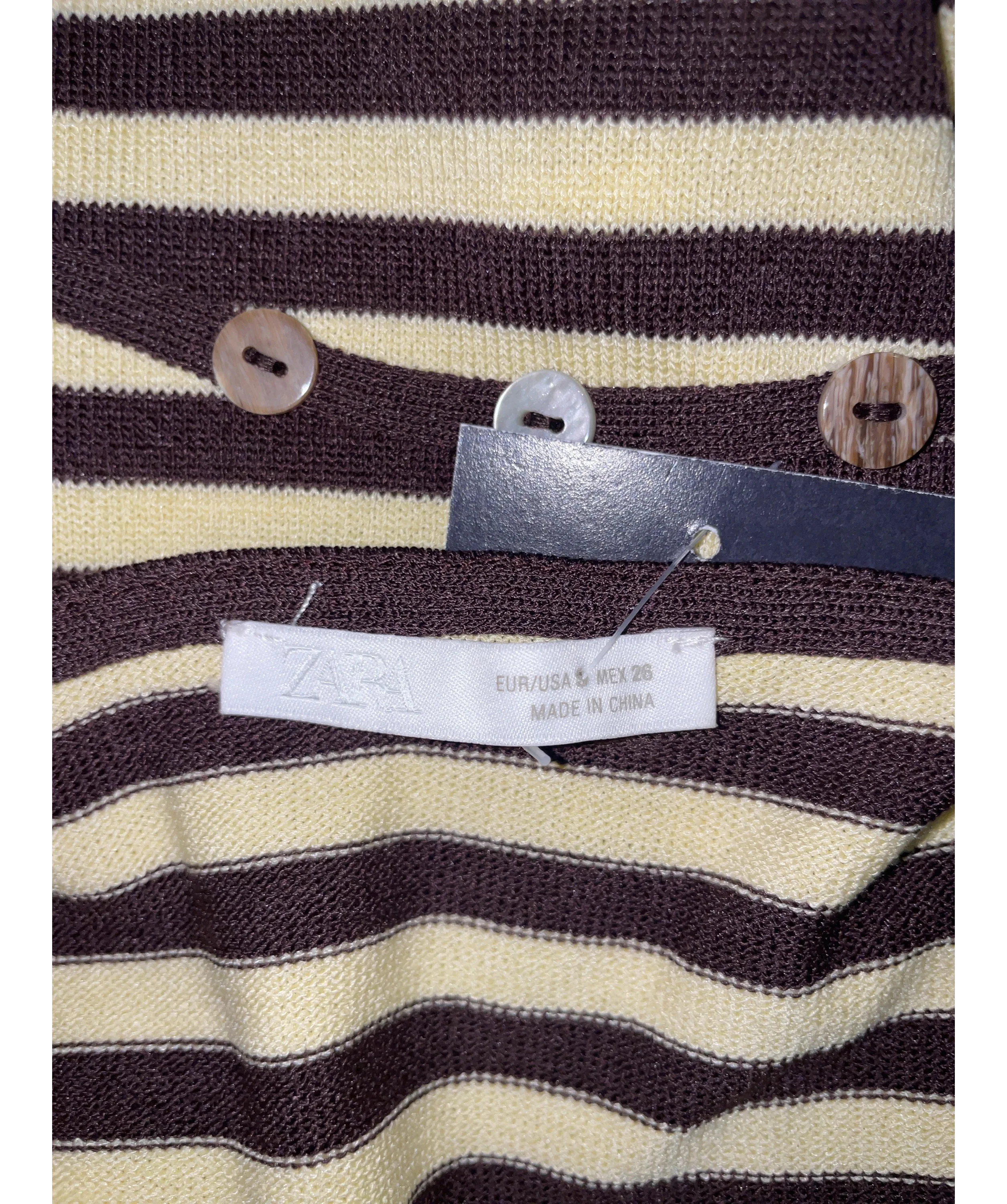 ZARA brown Striped Halterneck Dress with Belt, size UK S — detail